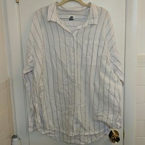 White Pinstripe Old Navy Boyfriend Shirt